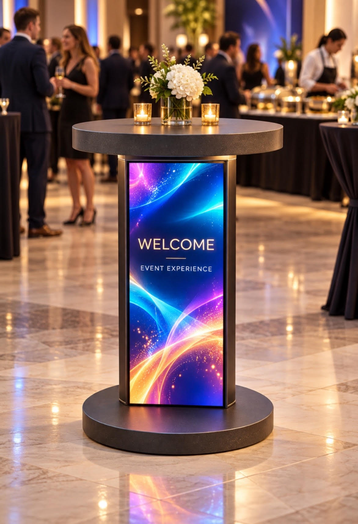 Mini Round LED Cocktail Table — Rental